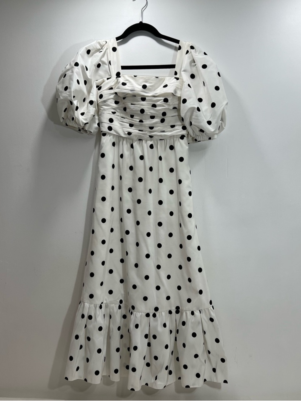 Self-Portrait White Maxi Dress with Black Polka Dots